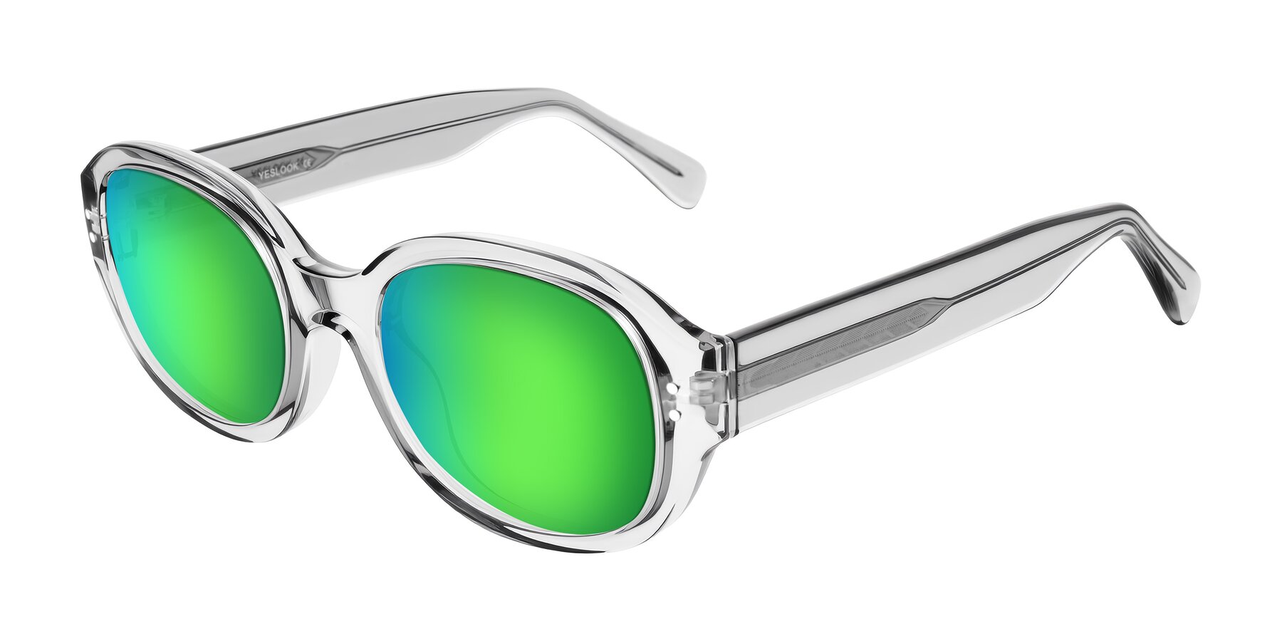 Angle of Novak in Transparent Gray with Green Mirrored Lenses