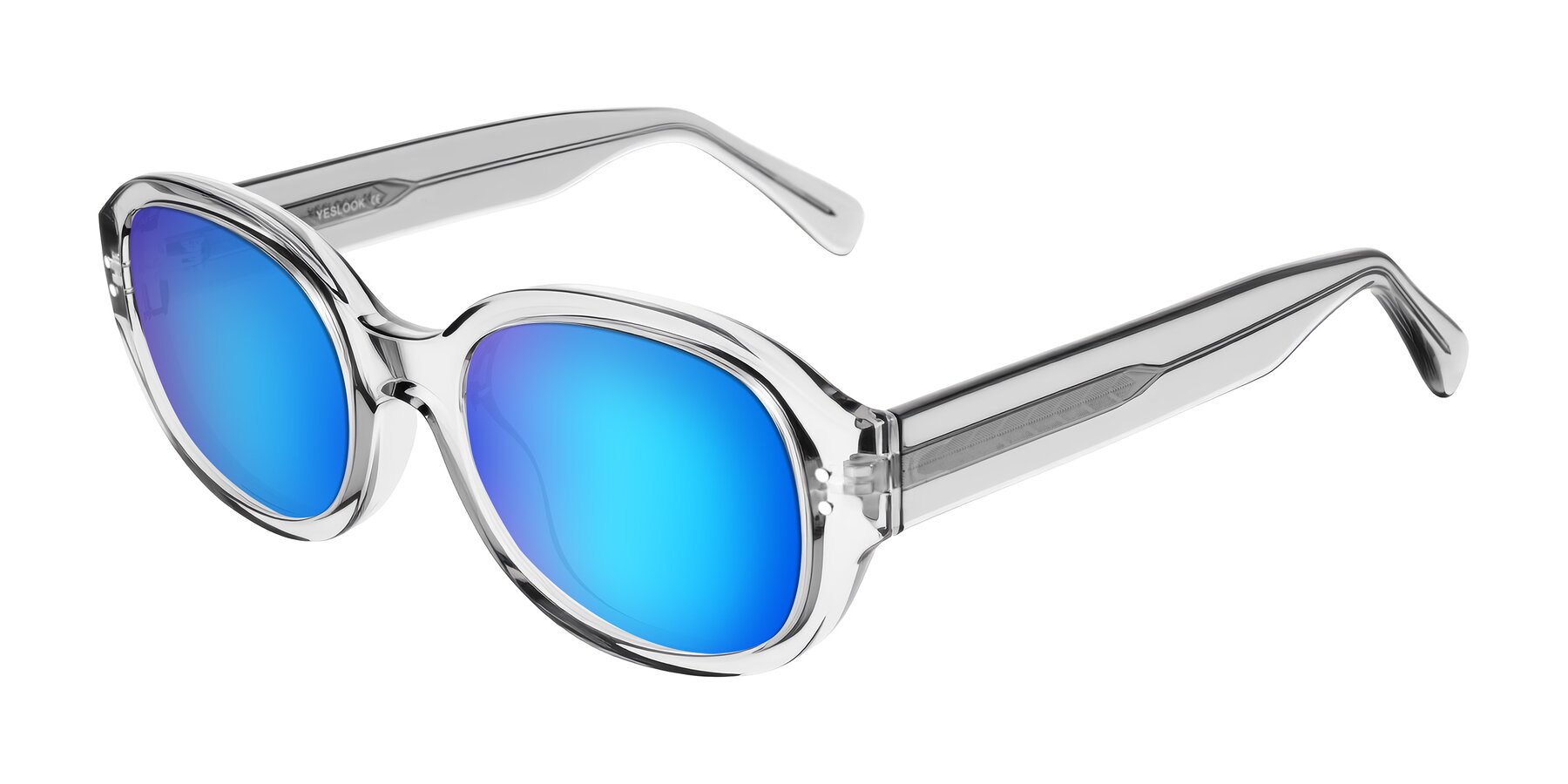 Angle of Novak in Transparent Gray with Blue Mirrored Lenses