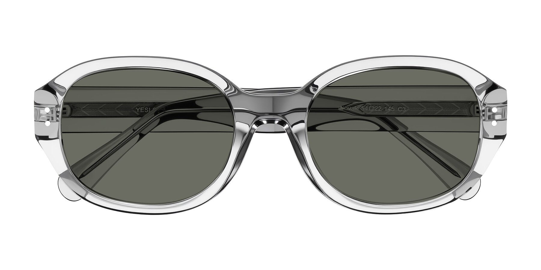 Folded Front of Novak in Transparent Gray with Gray Polarized Lenses