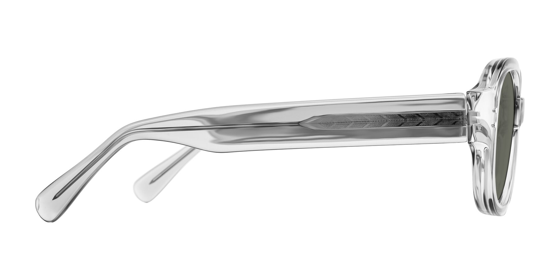 Side of Novak in Transparent Gray with Gray Polarized Lenses