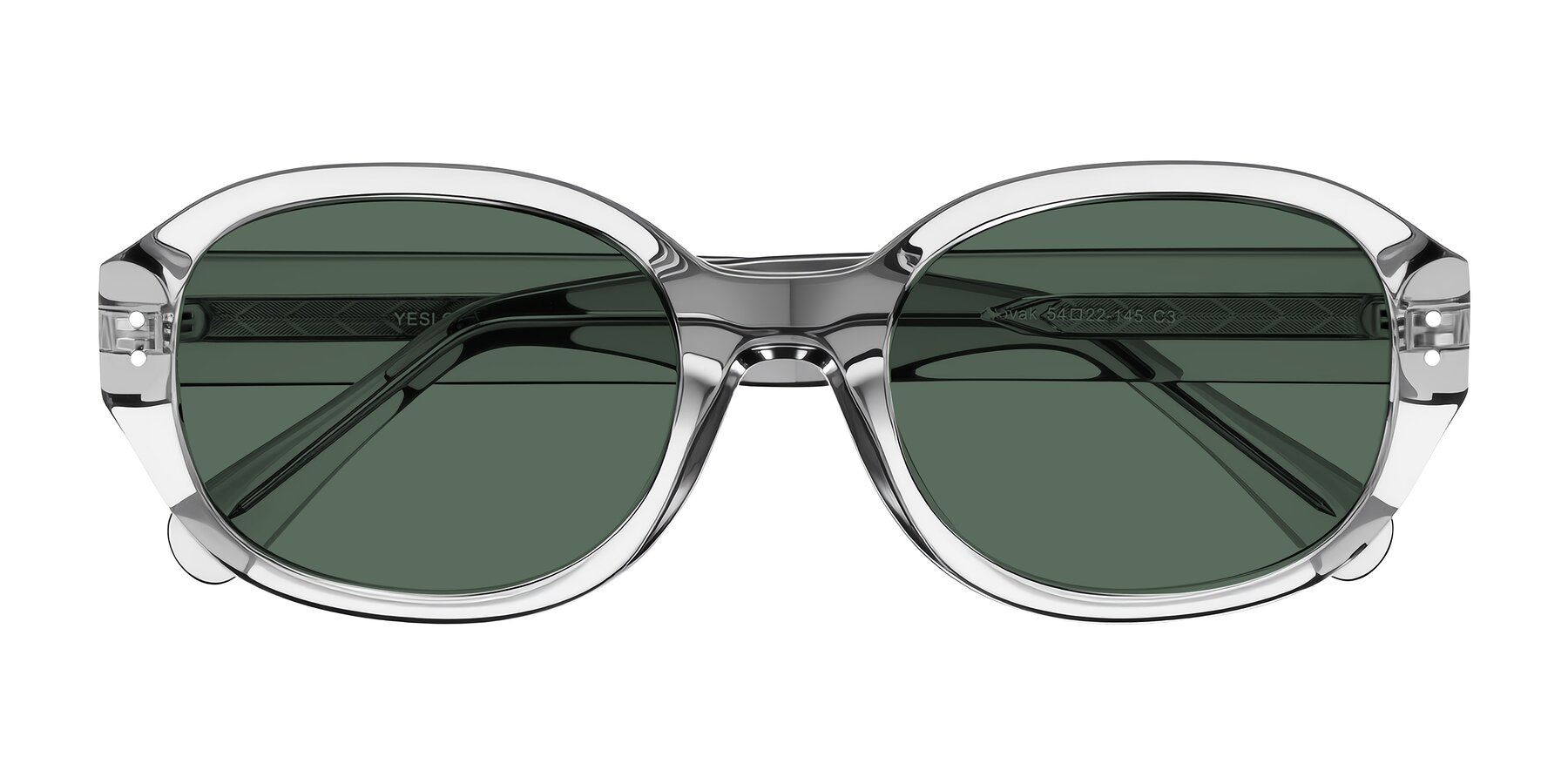Folded Front of Novak in Transparent Gray with Green Polarized Lenses