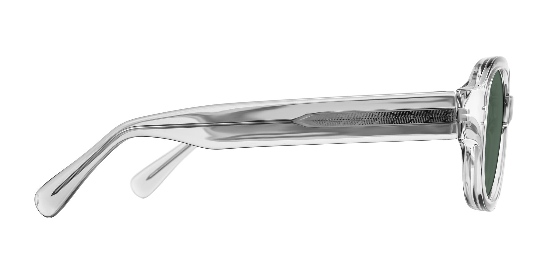 Side of Novak in Transparent Gray with Green Polarized Lenses