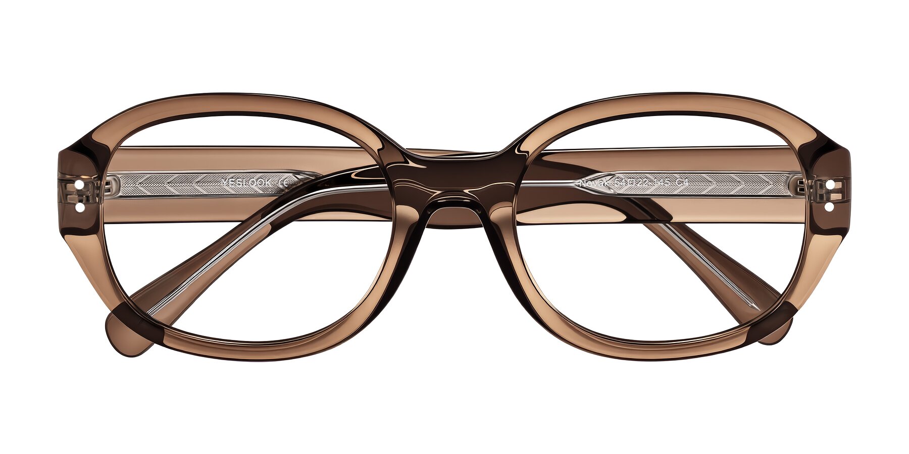Folded Front of Novak in Translucent Brown with Clear Blue Light Blocking Lenses