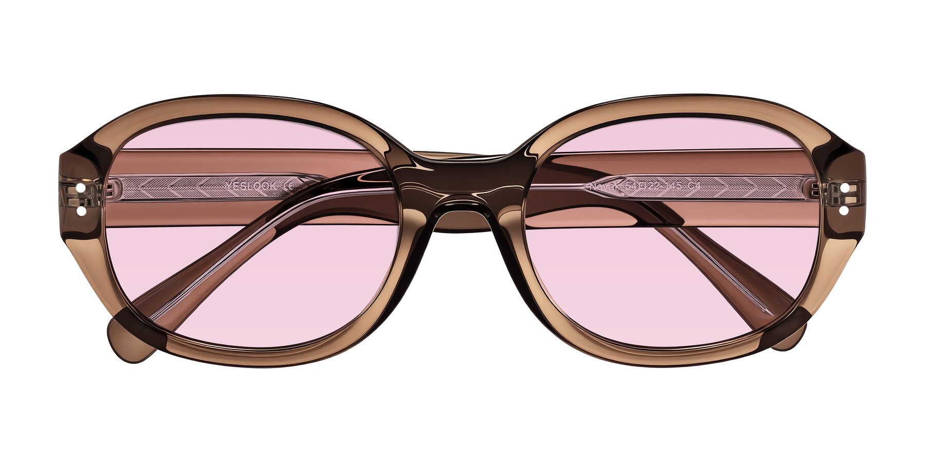 Folded Front of Novak in Translucent Brown with Light Pink Tinted Lenses