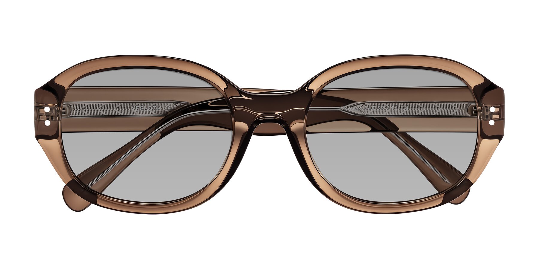 Folded Front of Novak in Translucent Brown with Light Gray Tinted Lenses
