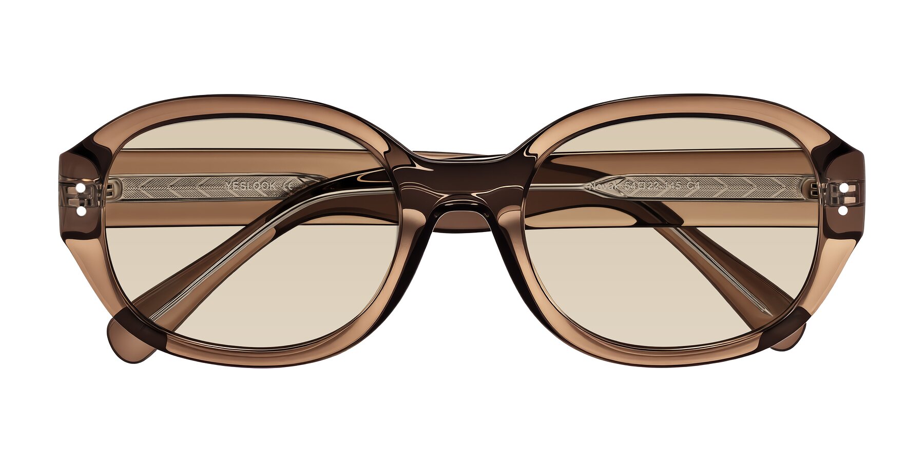 Folded Front of Novak in Translucent Brown with Light Brown Tinted Lenses