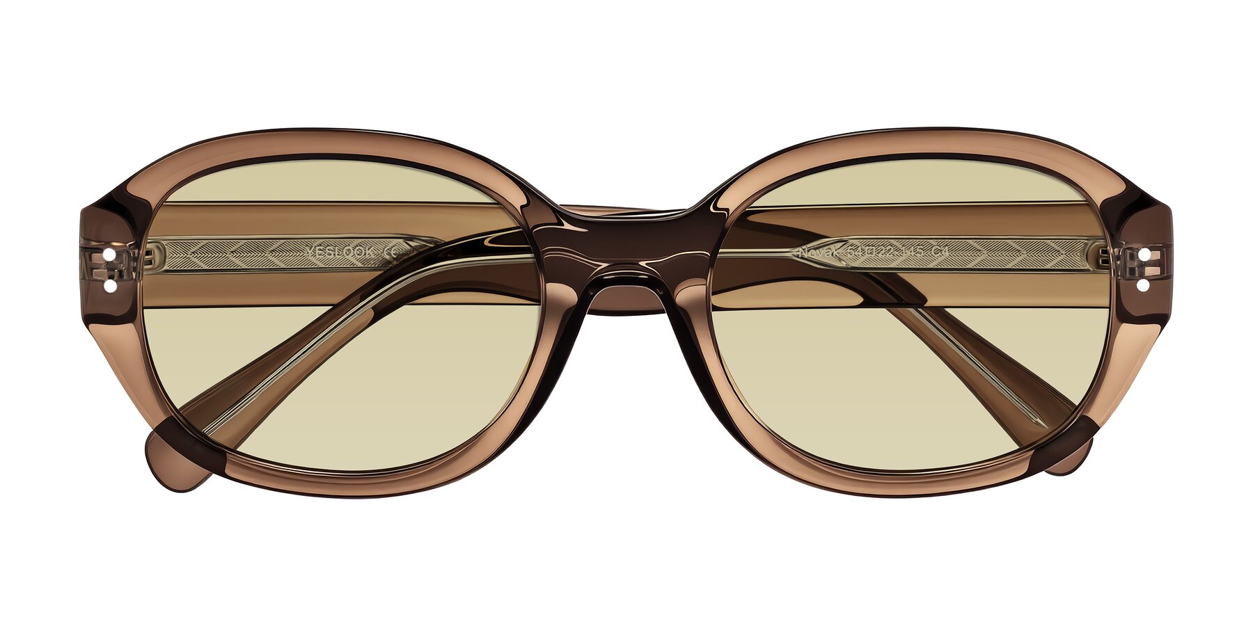 Folded Front of Novak in Translucent Brown with Light Champagne Tinted Lenses