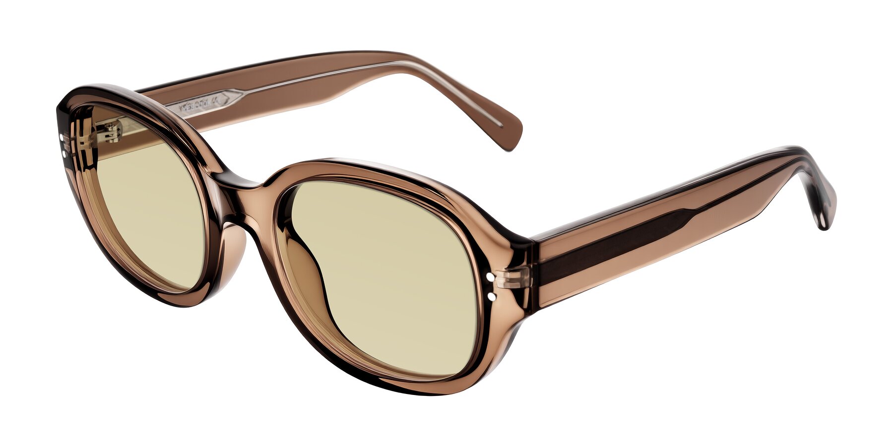 Angle of Novak in Translucent Brown with Light Champagne Tinted Lenses
