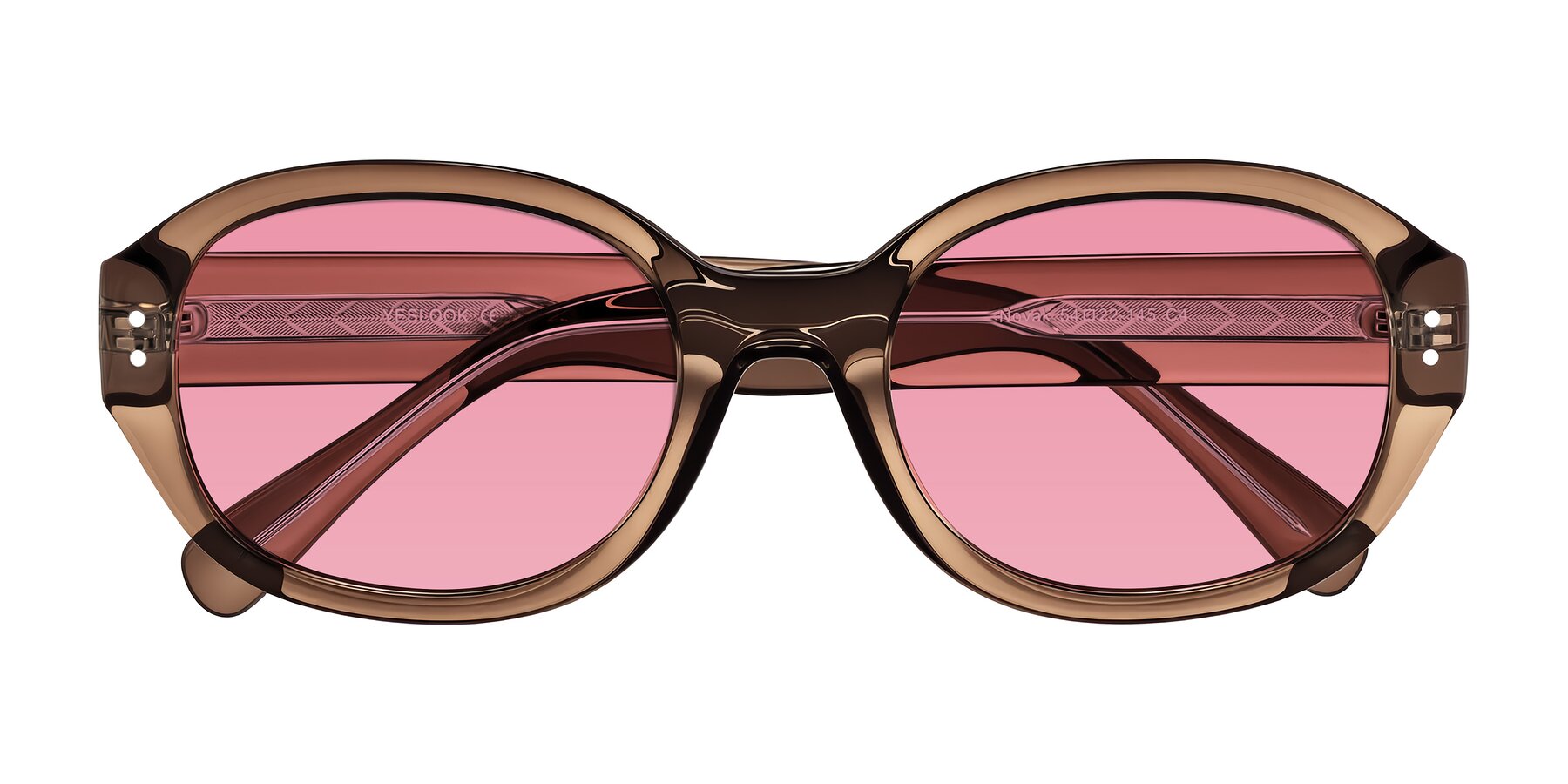 Folded Front of Novak in Translucent Brown with Pink Tinted Lenses