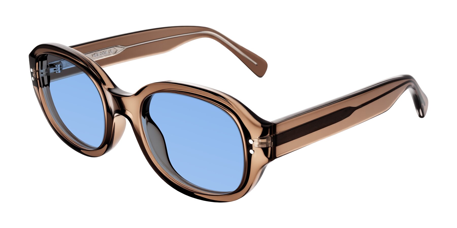 Angle of Novak in Translucent Brown with Medium Blue Tinted Lenses