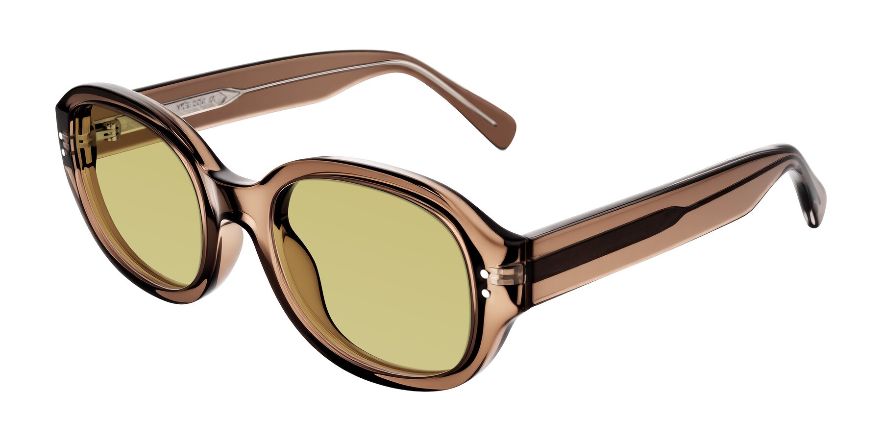 Angle of Novak in Translucent Brown with Medium Champagne Tinted Lenses