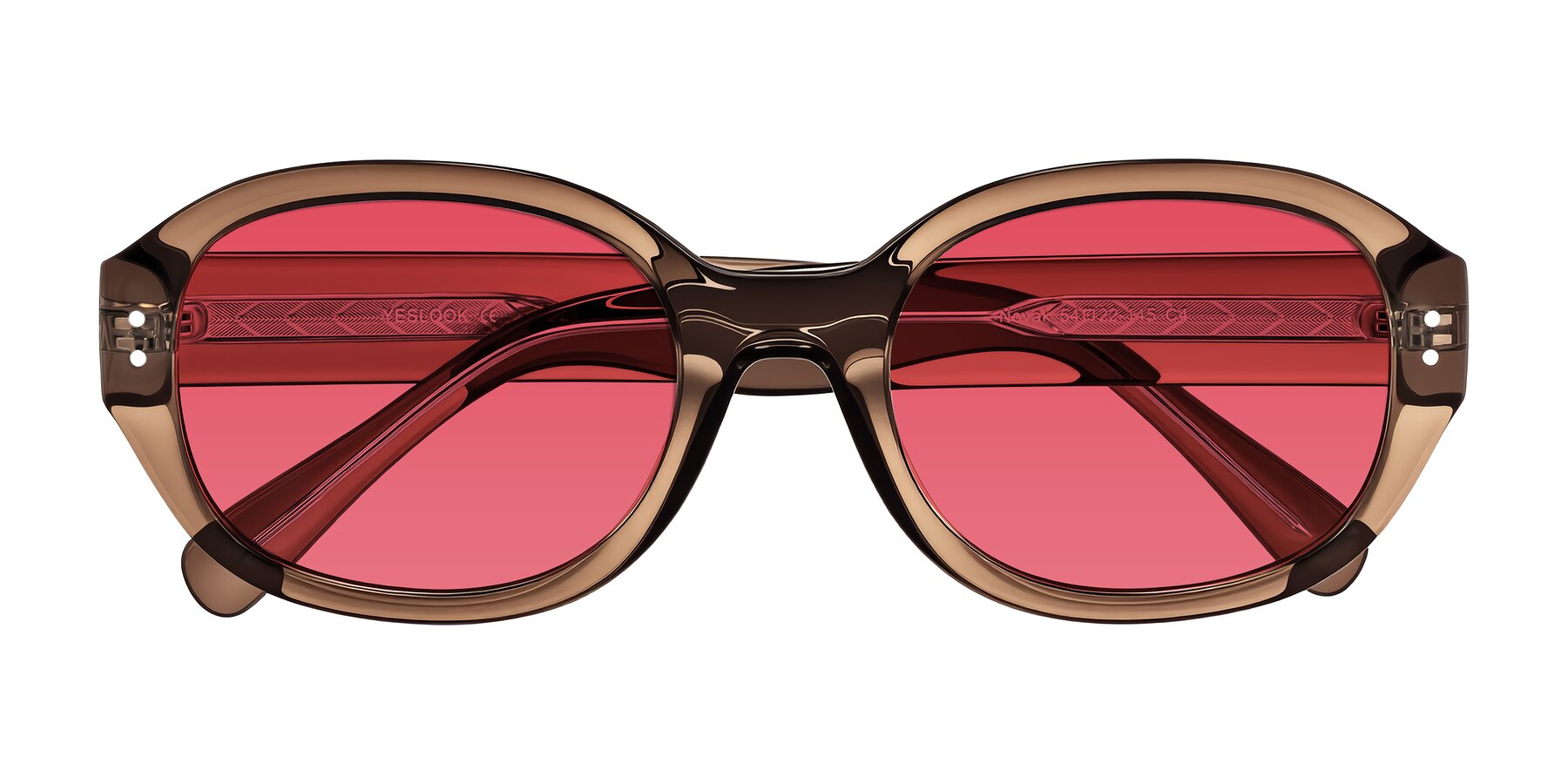 Folded Front of Novak in Translucent Brown with Red Tinted Lenses