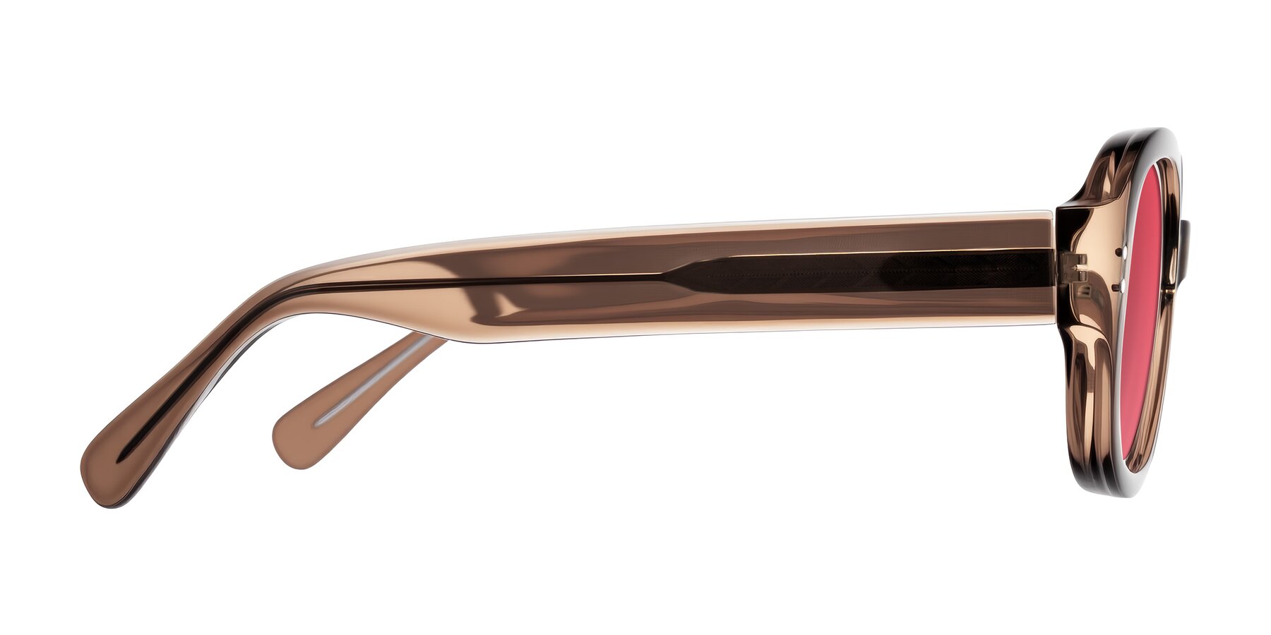 Side of Novak in Translucent Brown with Red Tinted Lenses
