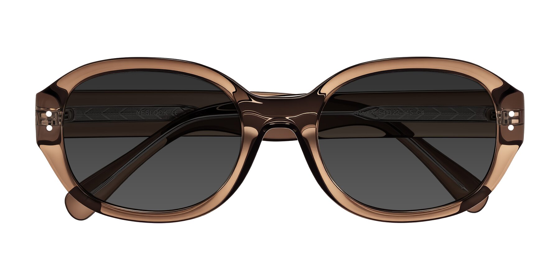 Folded Front of Novak in Translucent Brown with Gray Tinted Lenses