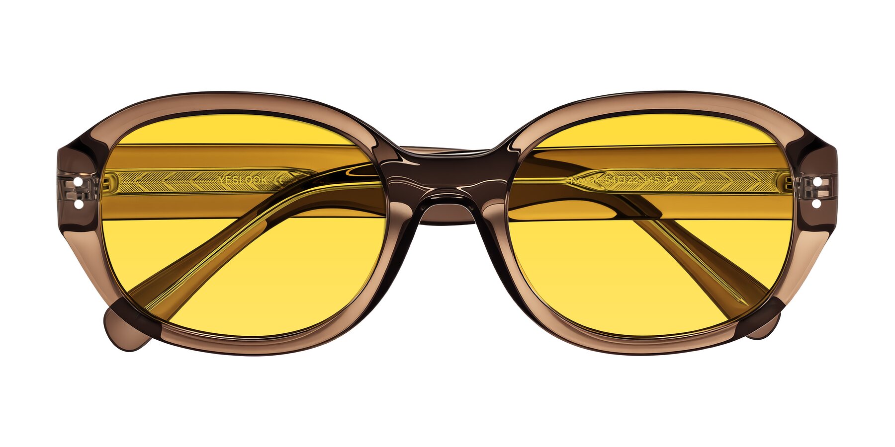 Folded Front of Novak in Translucent Brown with Yellow Tinted Lenses