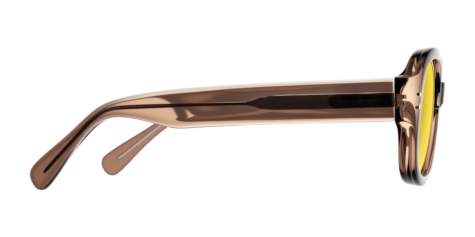 Side of Novak in Translucent Brown with Yellow Tinted Lenses