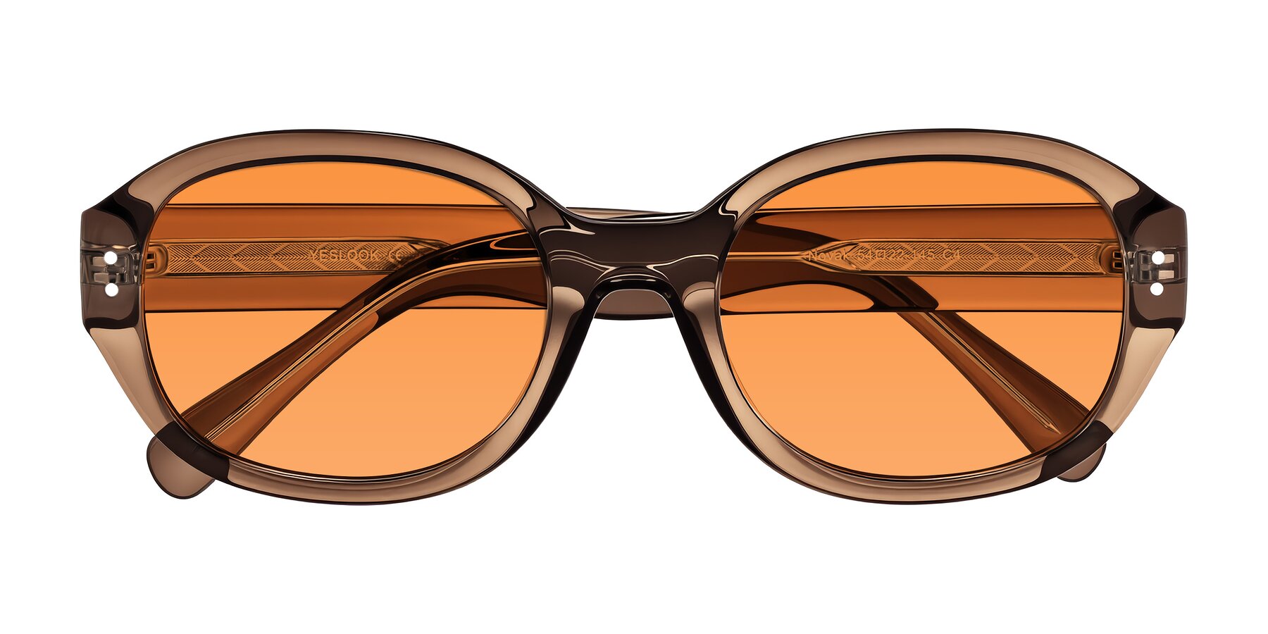 Folded Front of Novak in Translucent Brown with Orange Tinted Lenses