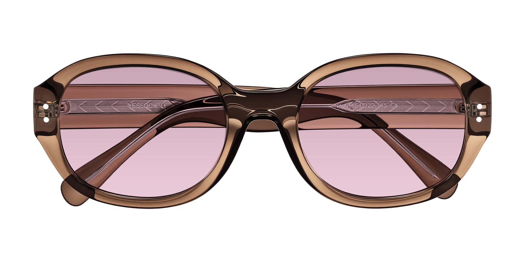 Folded Front of Novak in Translucent Brown with Light Wine Tinted Lenses