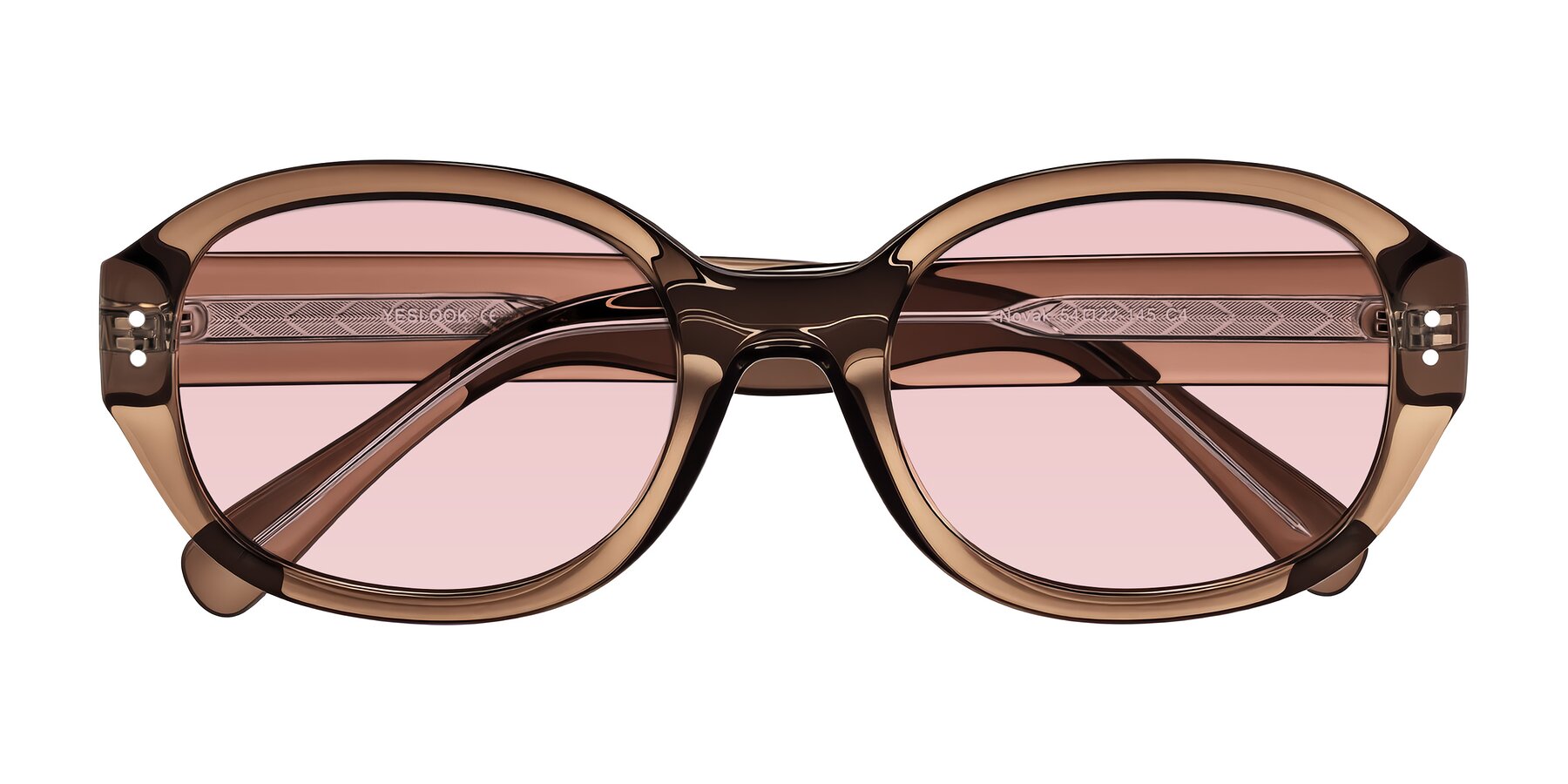 Folded Front of Novak in Translucent Brown with Light Garnet Tinted Lenses