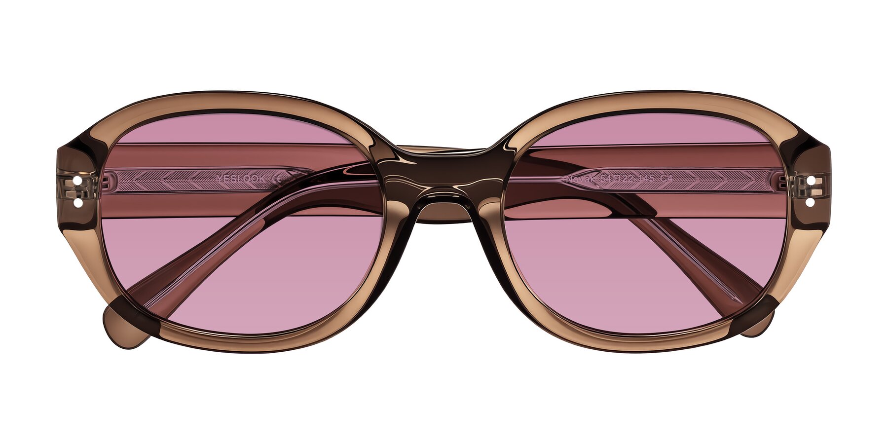 Folded Front of Novak in Translucent Brown with Medium Wine Tinted Lenses