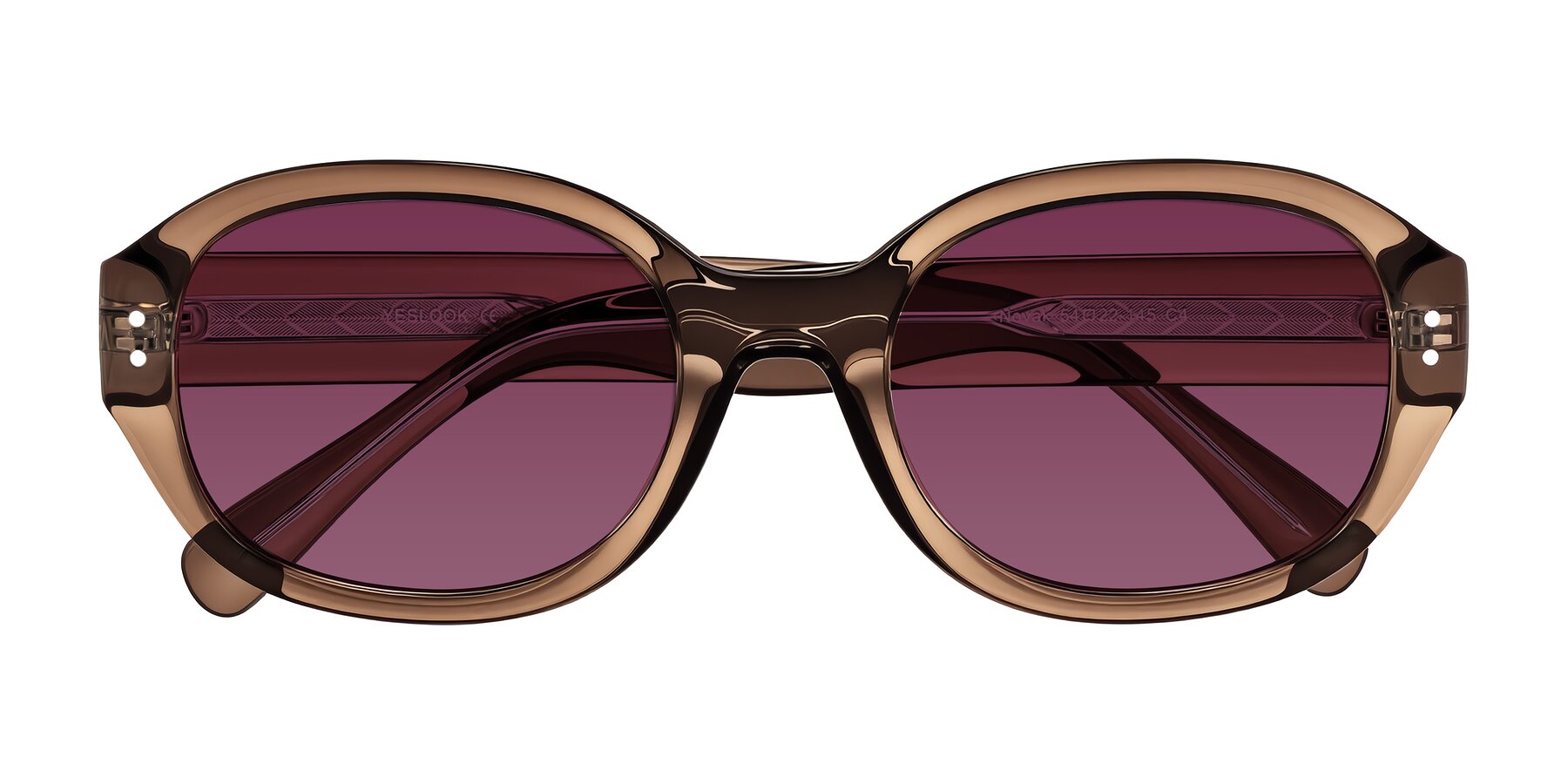 Folded Front of Novak in Translucent Brown with Wine Tinted Lenses