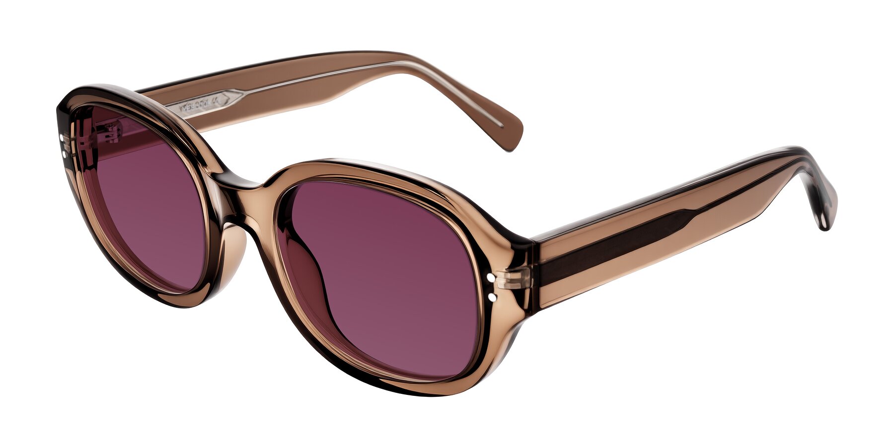 Angle of Novak in Translucent Brown with Wine Tinted Lenses