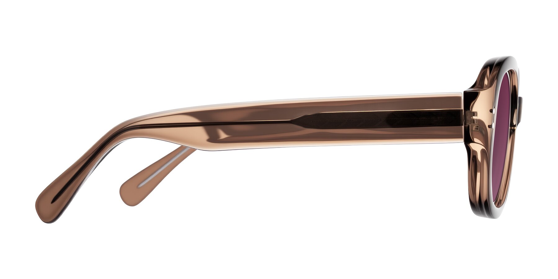 Side of Novak in Translucent Brown with Wine Tinted Lenses