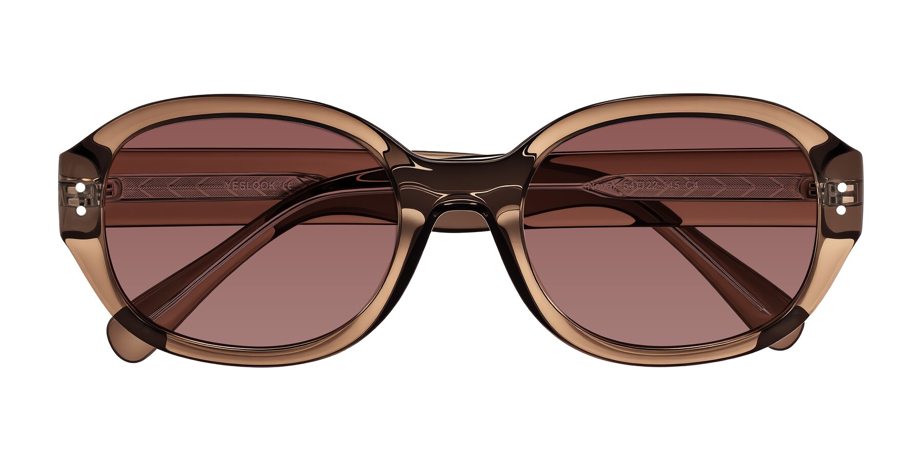 Folded Front of Novak in Translucent Brown with Garnet Tinted Lenses