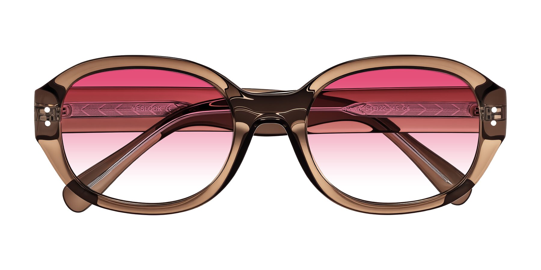 Folded Front of Novak in Translucent Brown with Pink Gradient Lenses