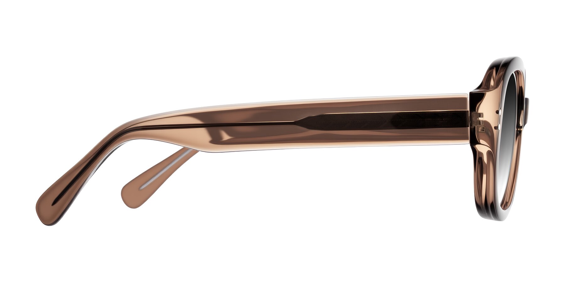 Side of Novak in Translucent Brown with Gray Gradient Lenses