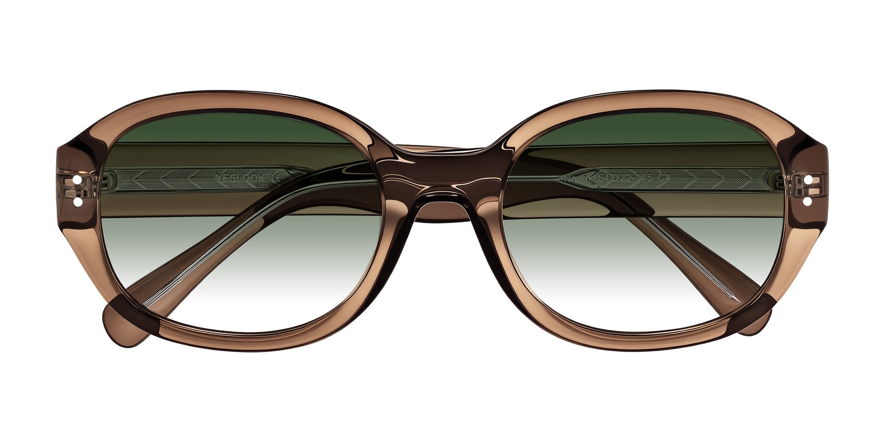 Folded Front of Novak in Translucent Brown with Green Gradient Lenses