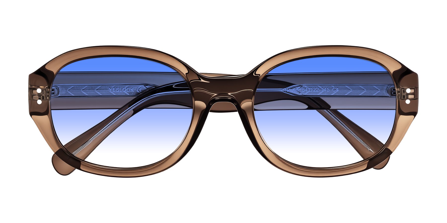 Folded Front of Novak in Translucent Brown with Blue Gradient Lenses
