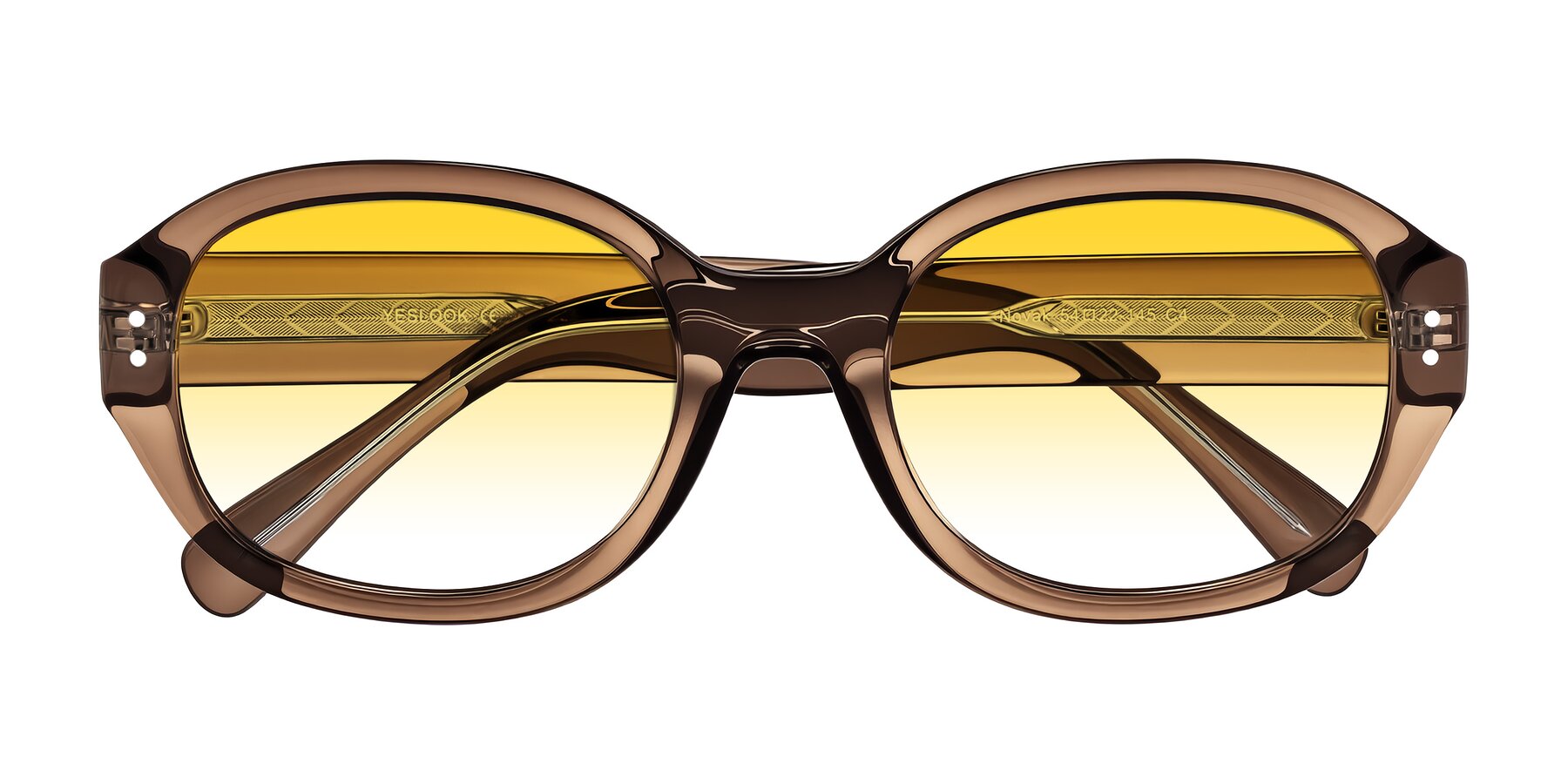 Folded Front of Novak in Translucent Brown with Yellow Gradient Lenses