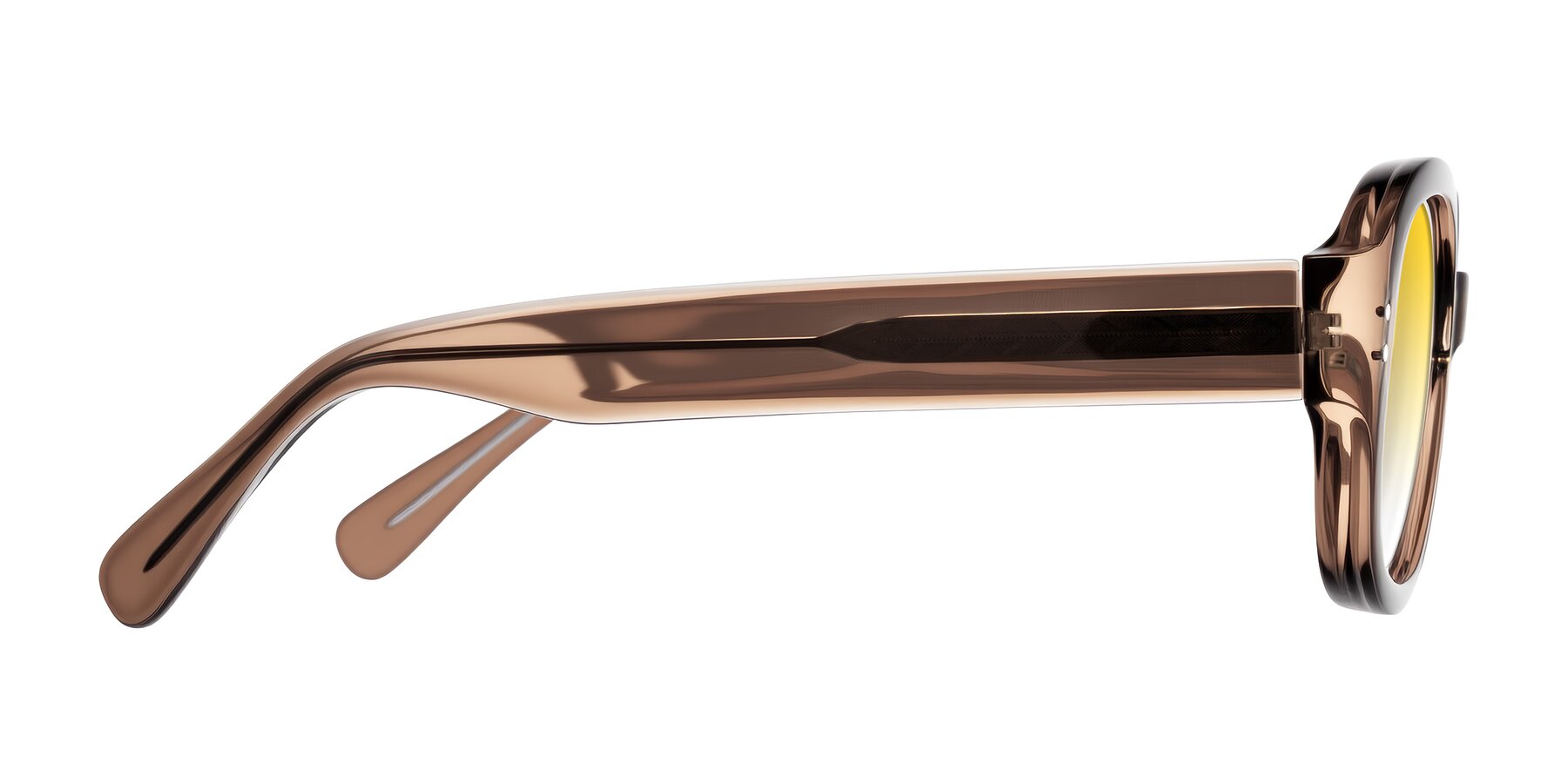 Side of Novak in Translucent Brown with Yellow Gradient Lenses