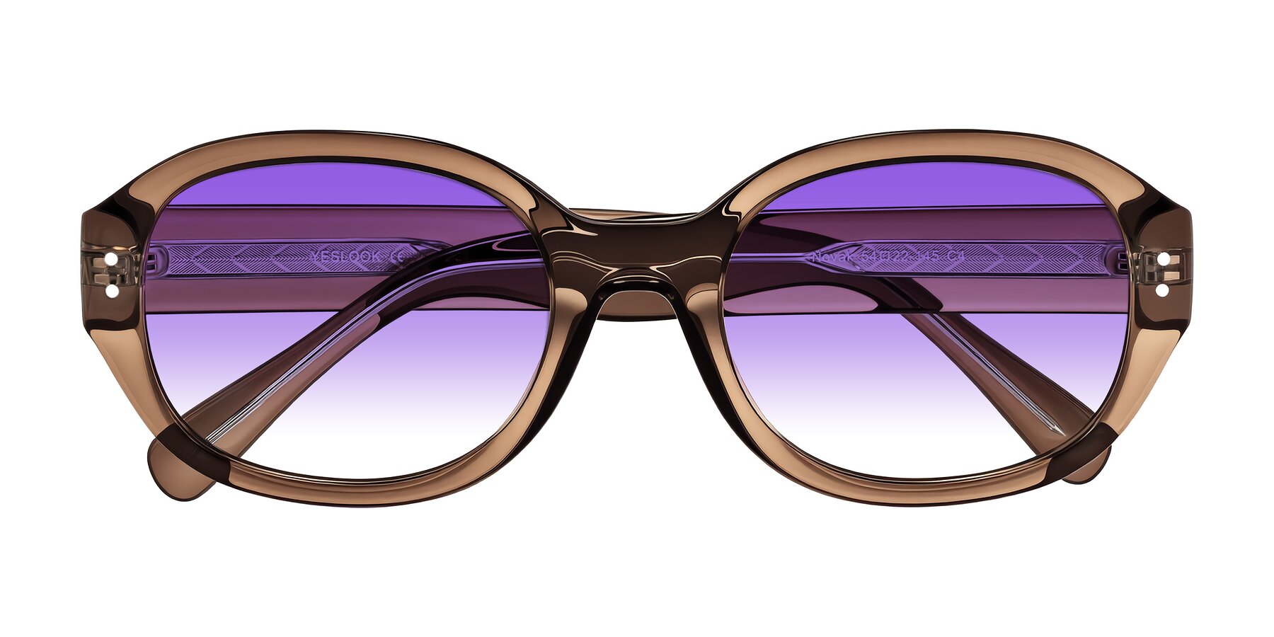 Folded Front of Novak in Translucent Brown with Purple Gradient Lenses