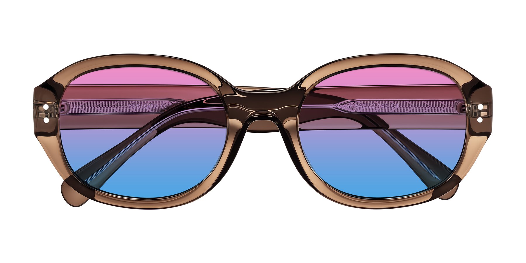 Folded Front of Novak in Translucent Brown with Pink / Blue Gradient Lenses