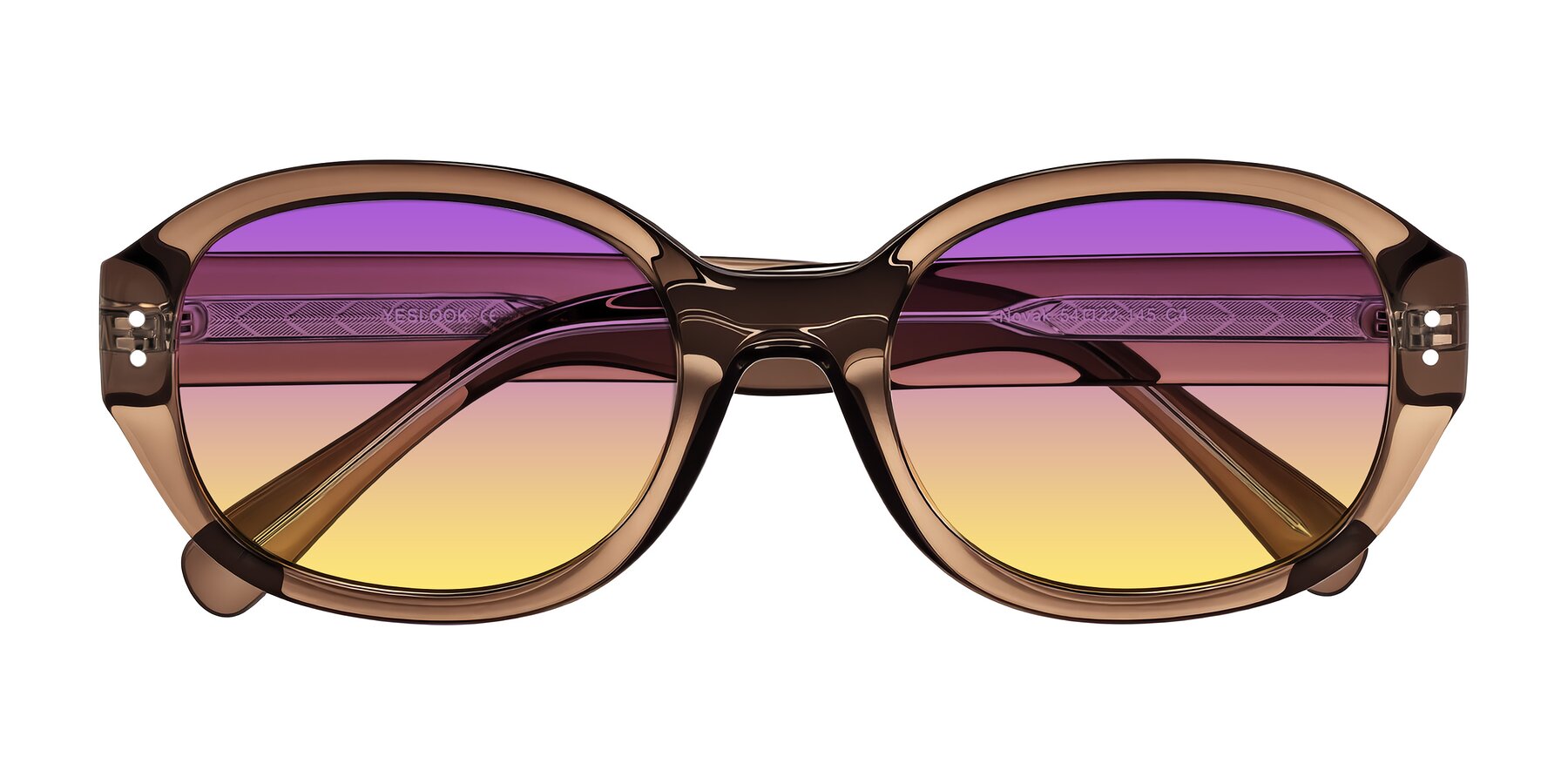 Folded Front of Novak in Translucent Brown with Purple / Yellow Gradient Lenses
