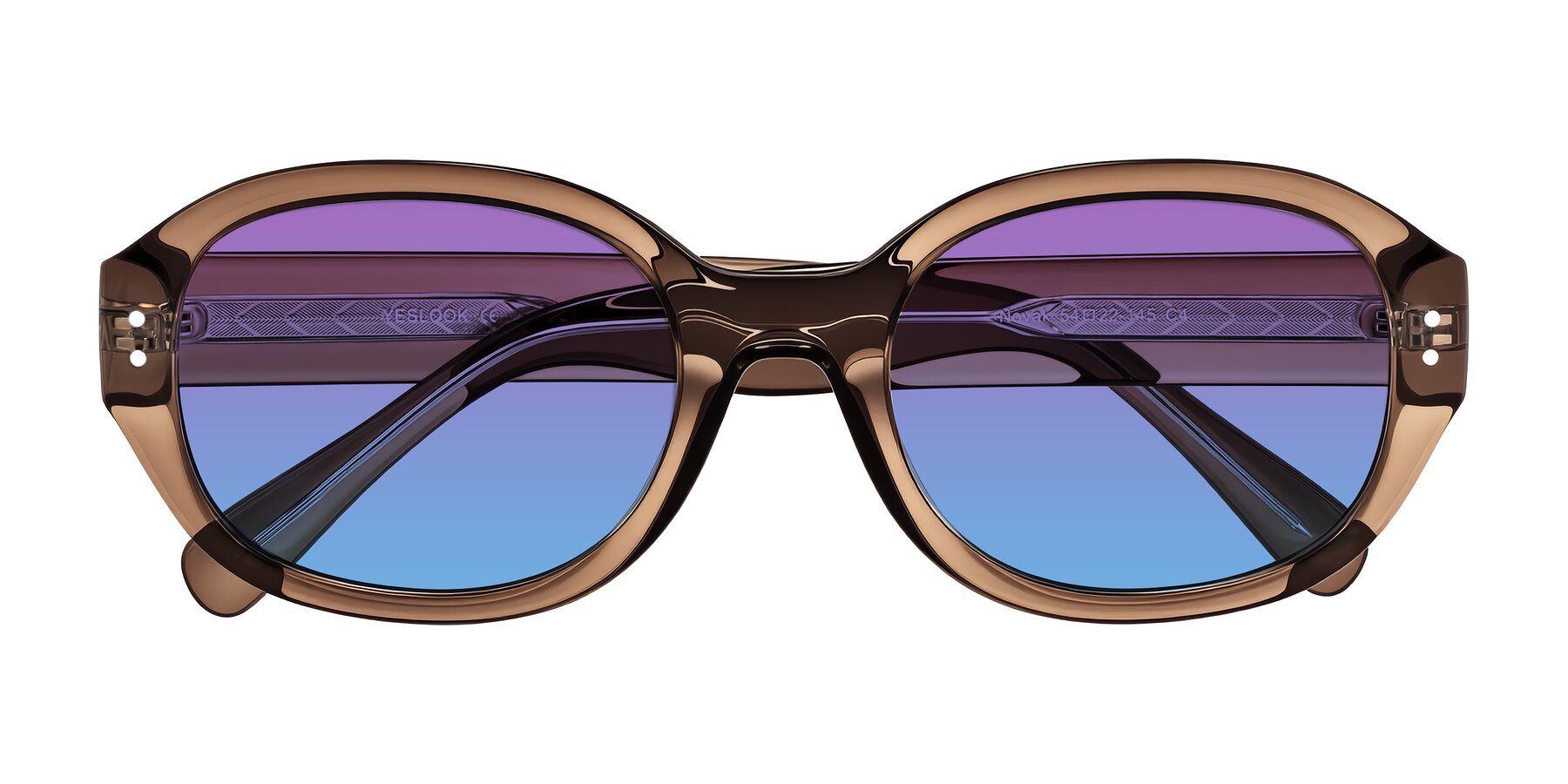 Folded Front of Novak in Translucent Brown with Purple / Blue Gradient Lenses