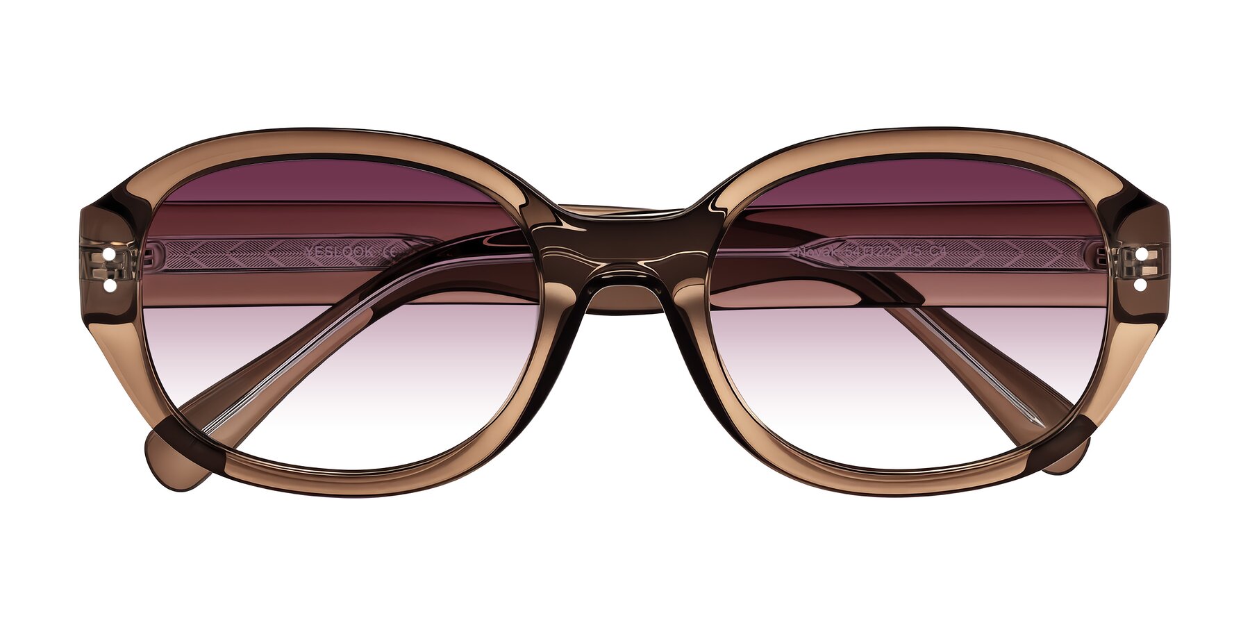 Folded Front of Novak in Translucent Brown with Wine Gradient Lenses