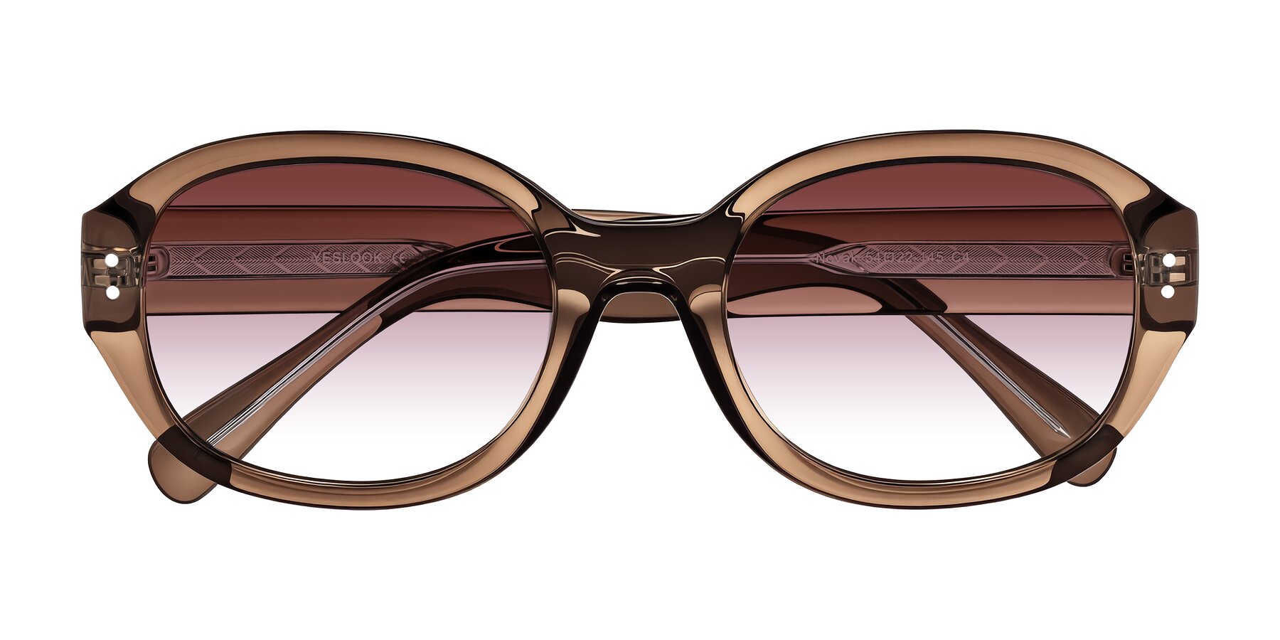 Folded Front of Novak in Translucent Brown with Garnet Gradient Lenses