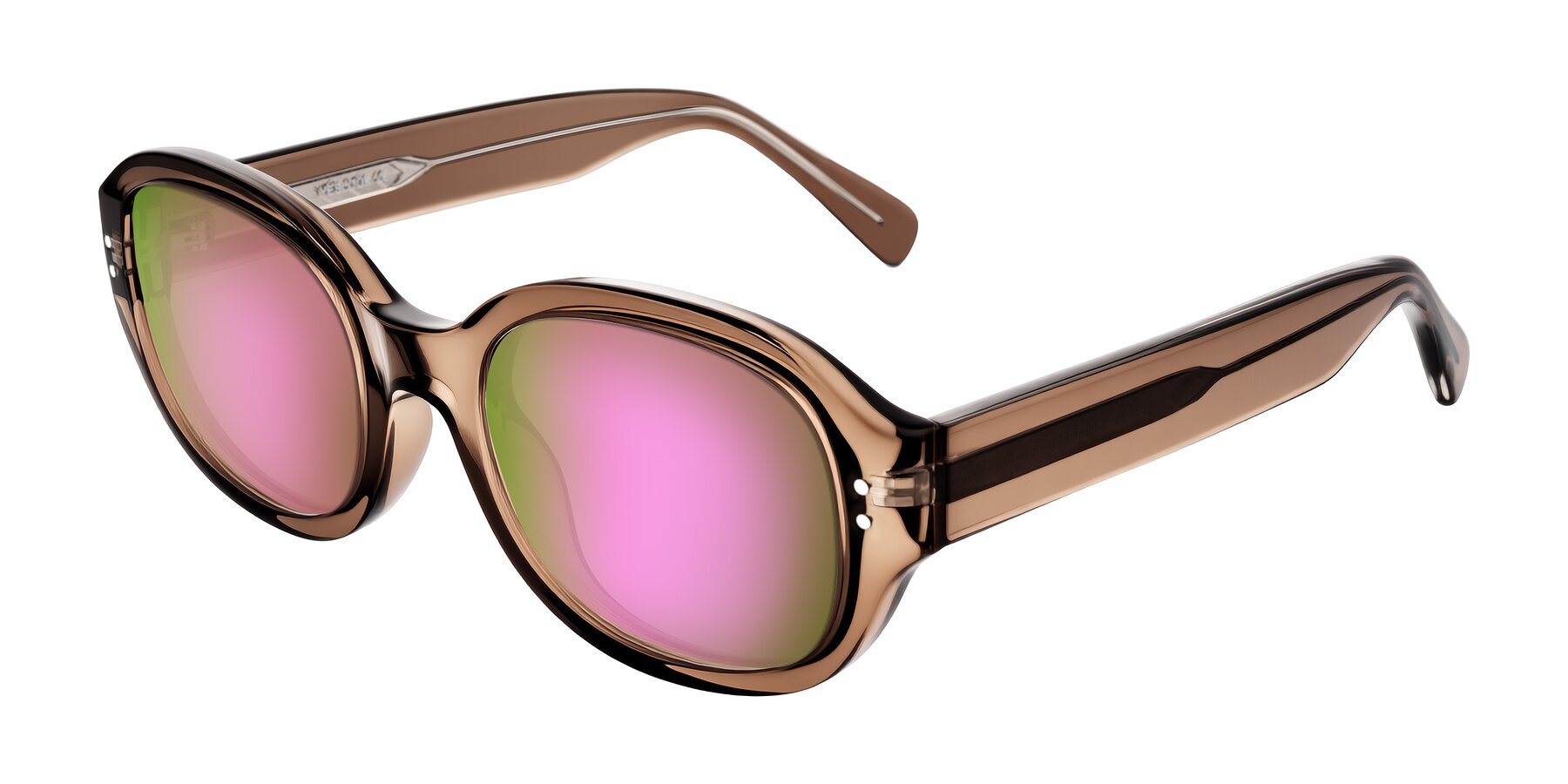 Angle of Novak in Translucent Brown with Pink Mirrored Lenses
