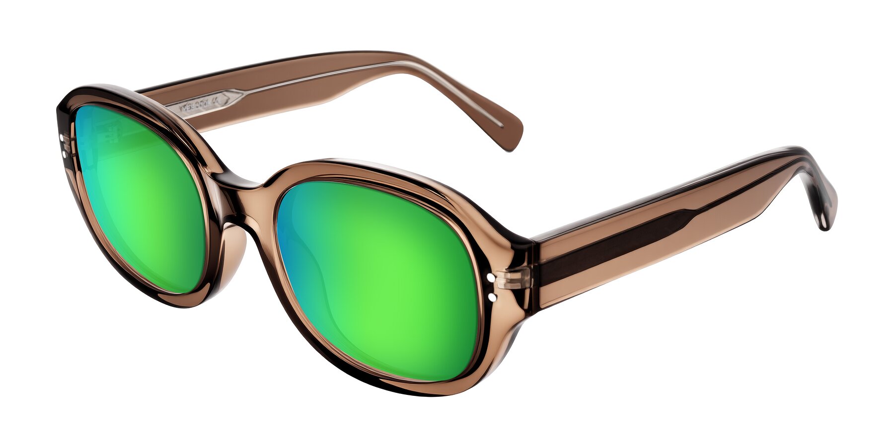 Angle of Novak in Translucent Brown with Green Mirrored Lenses