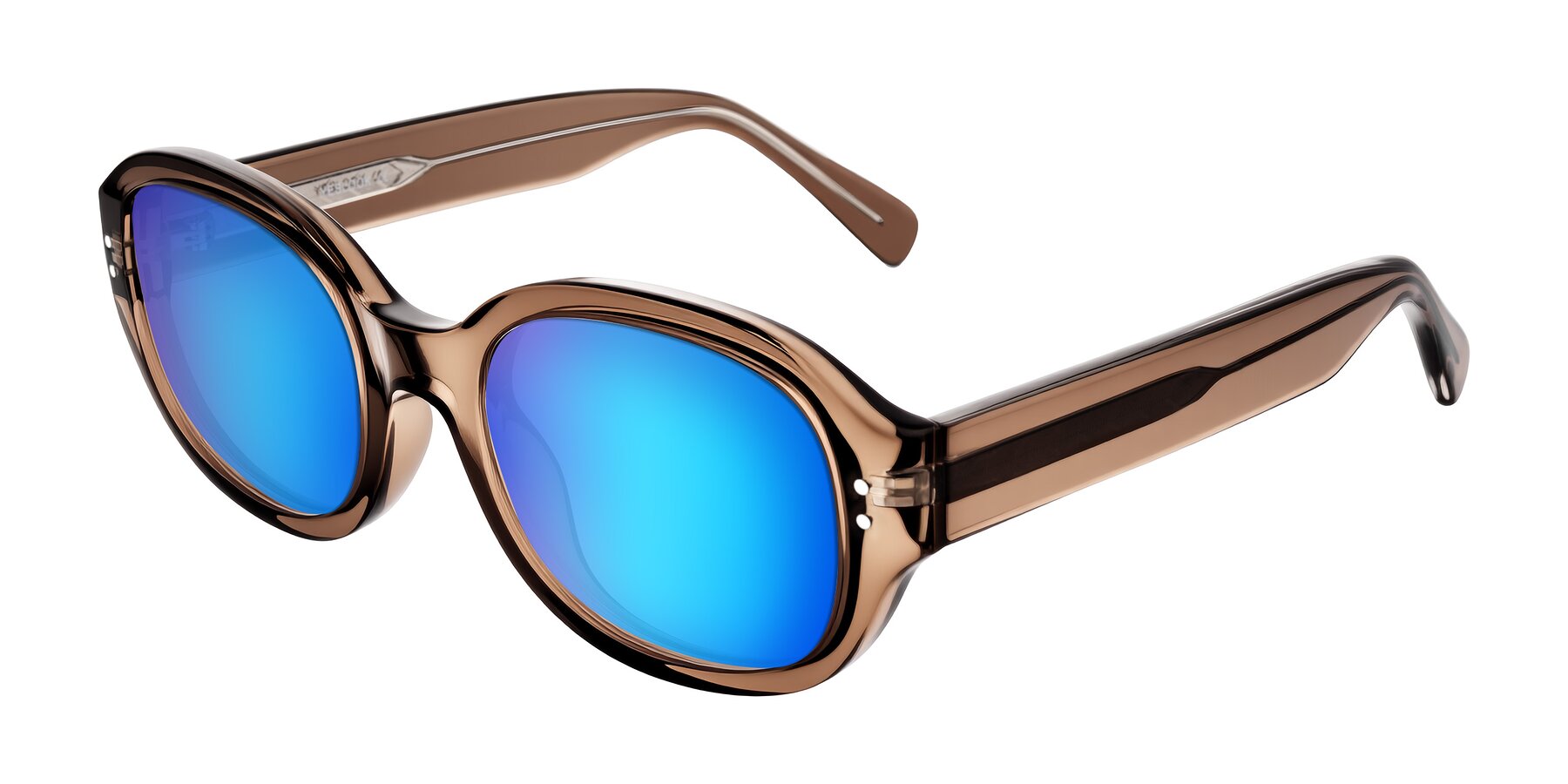 Angle of Novak in Translucent Brown with Blue Mirrored Lenses