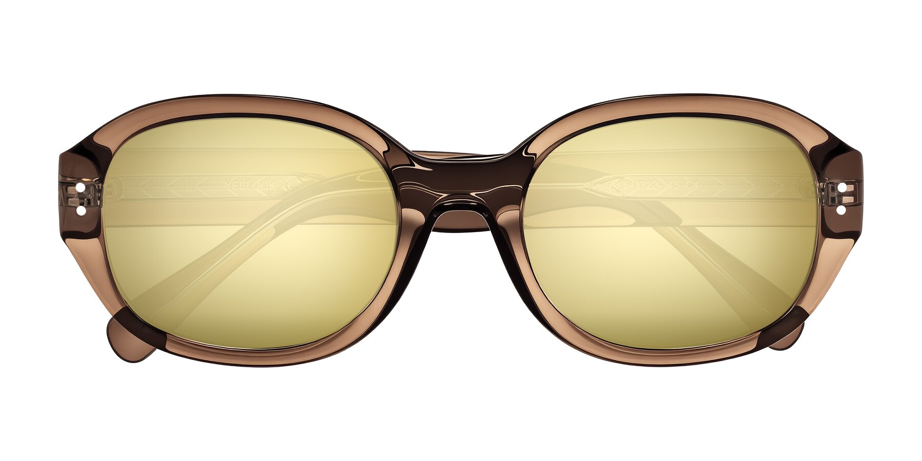 Folded Front of Novak in Translucent Brown with Gold Mirrored Lenses