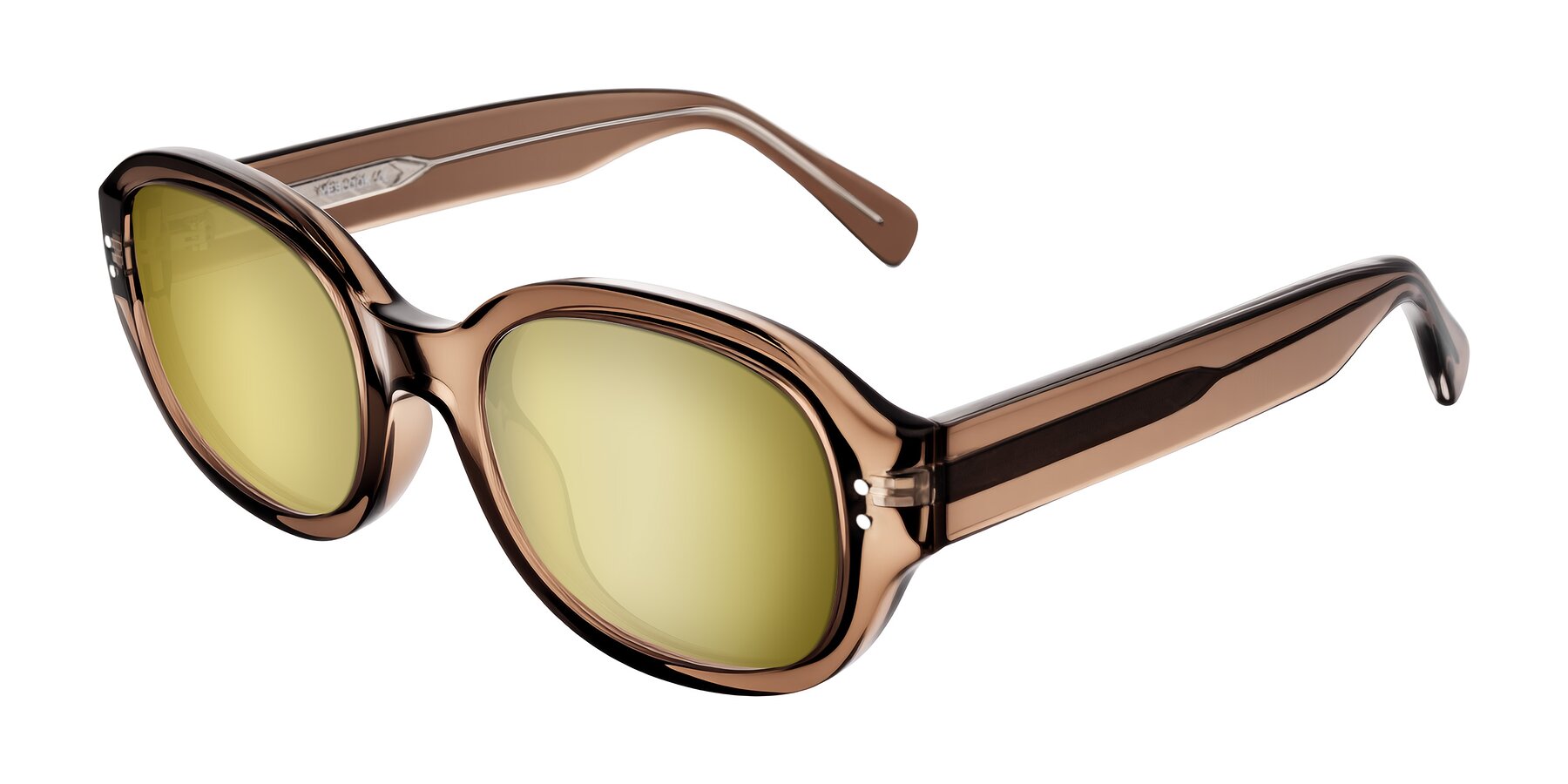 Angle of Novak in Translucent Brown with Gold Mirrored Lenses