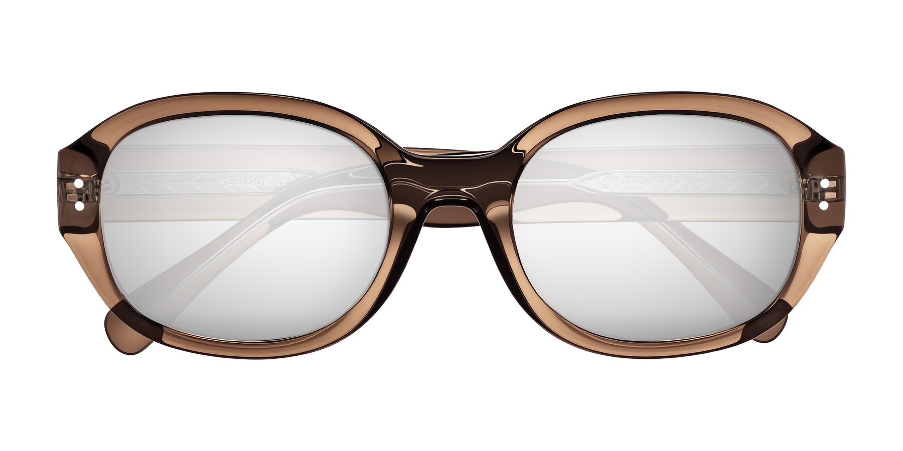 Folded Front of Novak in Translucent Brown with Silver Mirrored Lenses