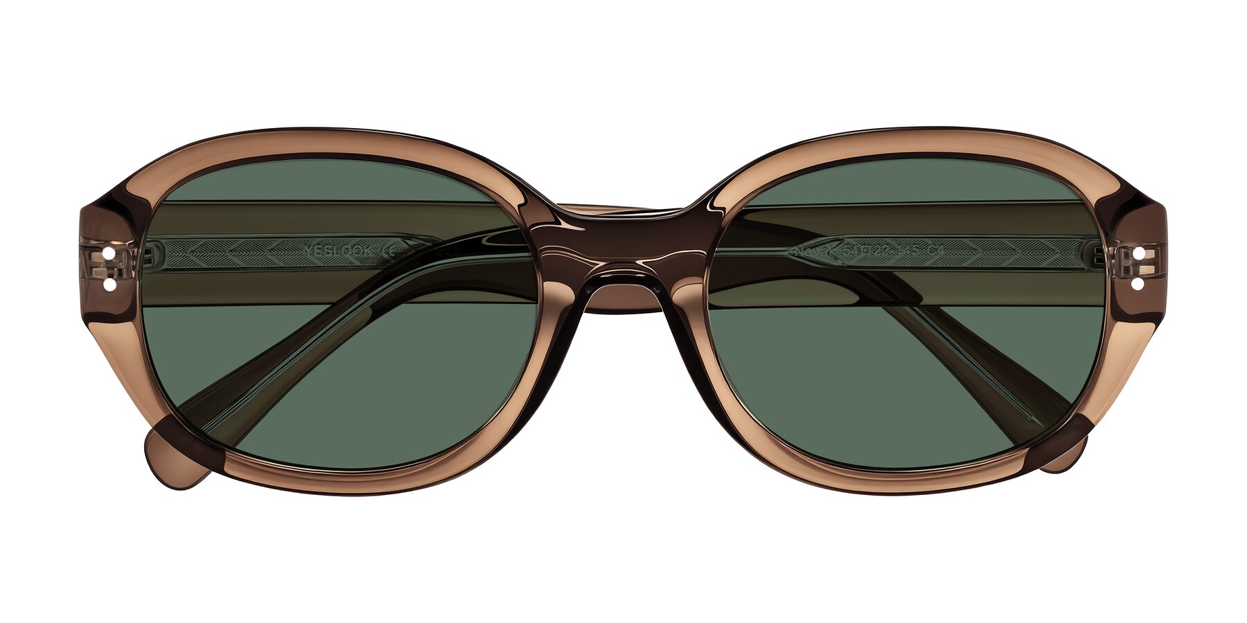 Folded Front of Novak in Translucent Brown with Green Polarized Lenses