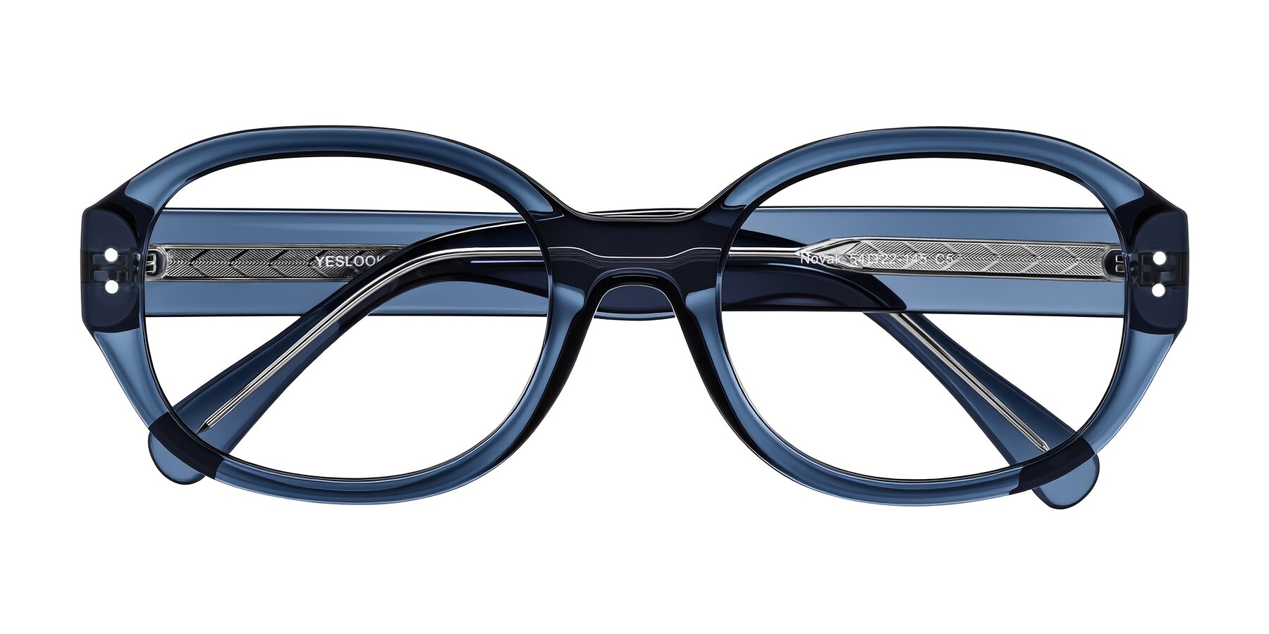 Translucent Blue Hipster Oversized Oval Eyeglasses - Novak