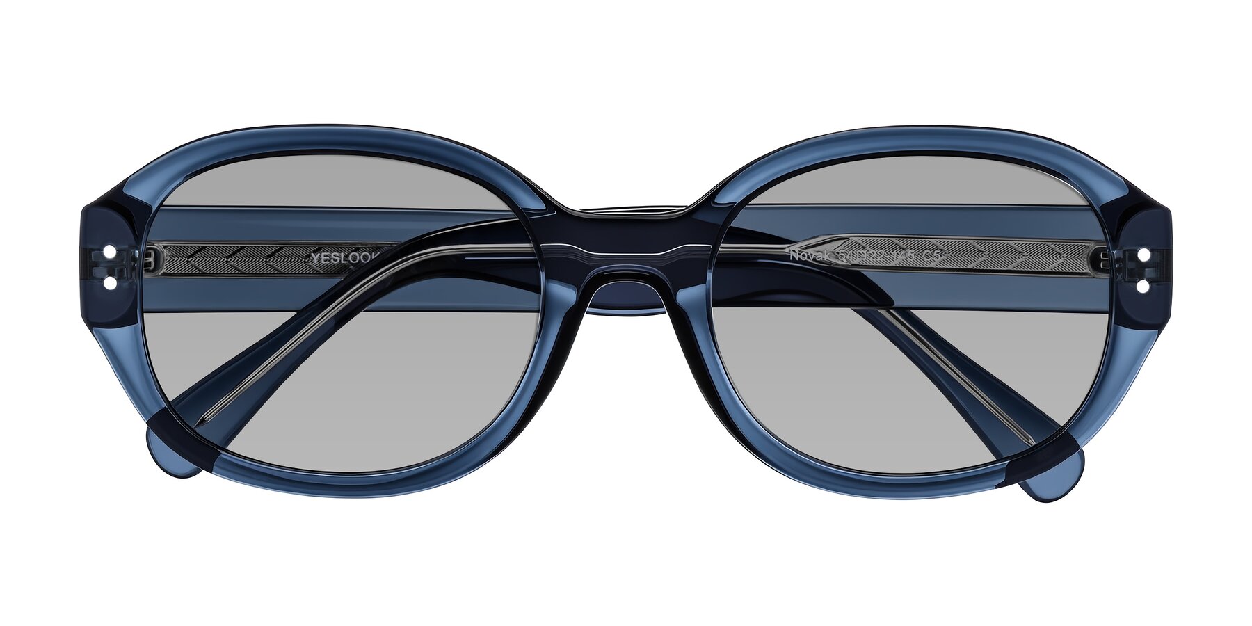 Folded Front of Novak in Translucent Blue with Light Gray Tinted Lenses