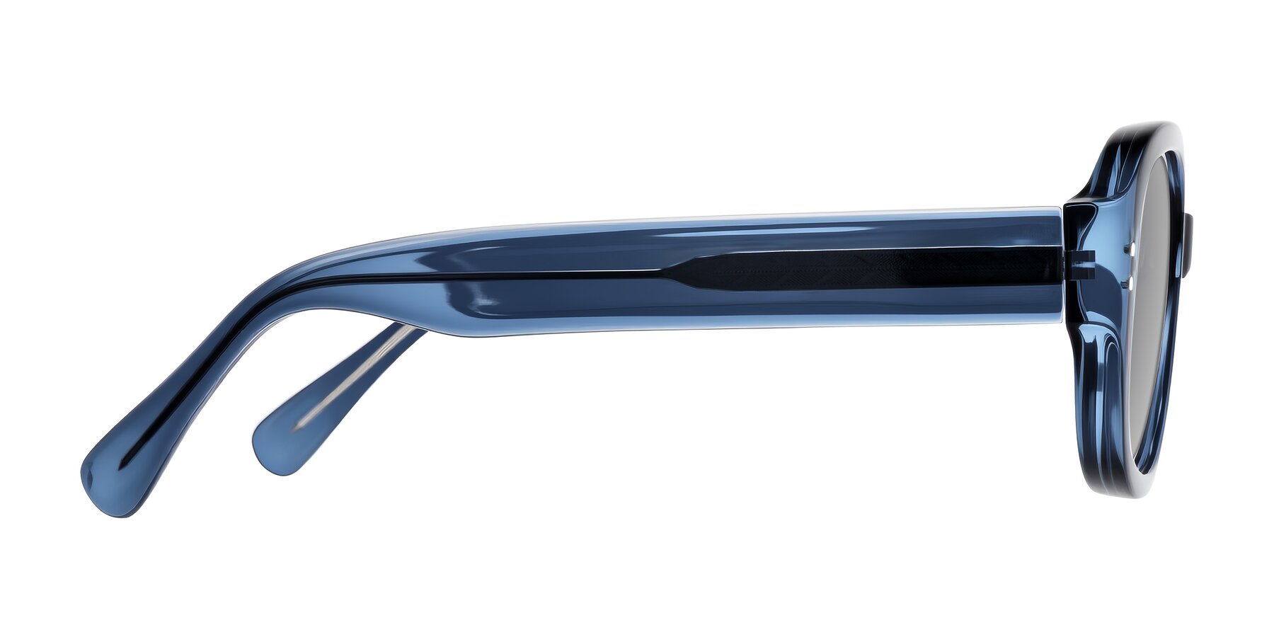 Side of Novak in Translucent Blue with Light Gray Tinted Lenses
